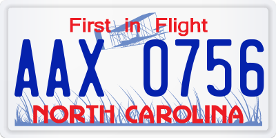 NC license plate AAX0756