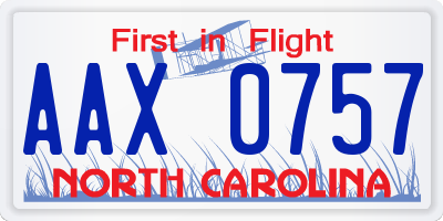 NC license plate AAX0757