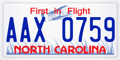 NC license plate AAX0759