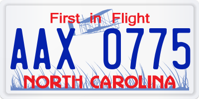 NC license plate AAX0775