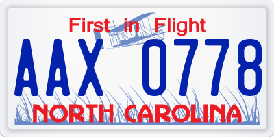 NC license plate AAX0778