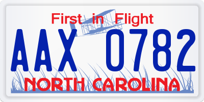 NC license plate AAX0782