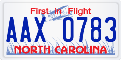 NC license plate AAX0783