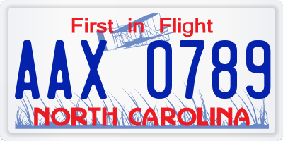 NC license plate AAX0789