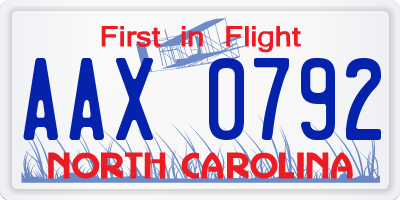 NC license plate AAX0792