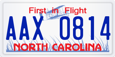 NC license plate AAX0814