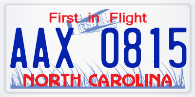 NC license plate AAX0815