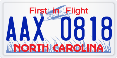 NC license plate AAX0818