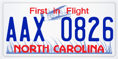 NC license plate AAX0826