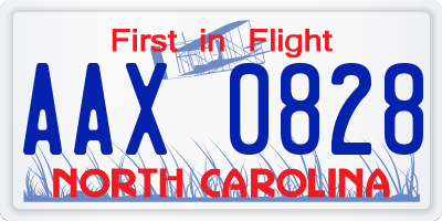 NC license plate AAX0828