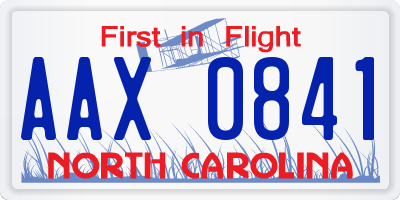 NC license plate AAX0841
