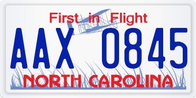 NC license plate AAX0845