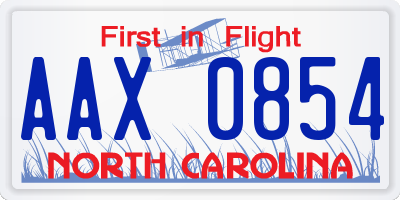 NC license plate AAX0854