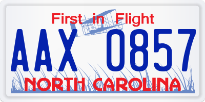 NC license plate AAX0857