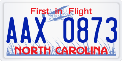 NC license plate AAX0873