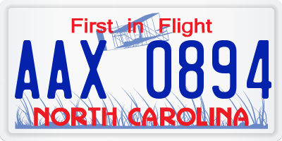 NC license plate AAX0894