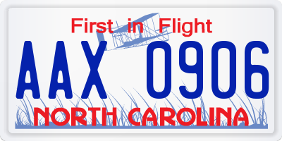 NC license plate AAX0906