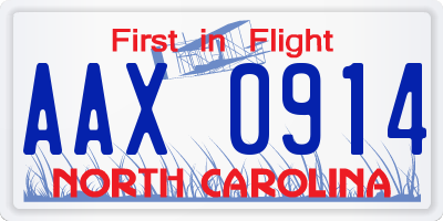 NC license plate AAX0914