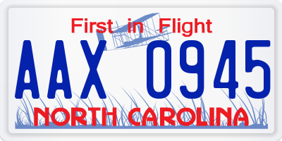 NC license plate AAX0945