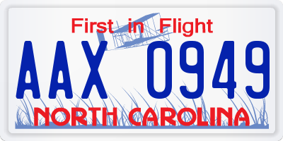 NC license plate AAX0949