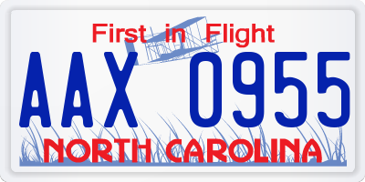 NC license plate AAX0955
