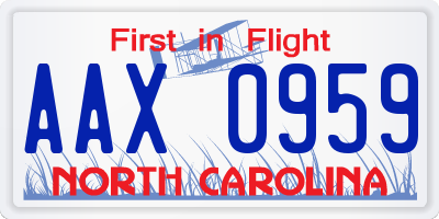NC license plate AAX0959