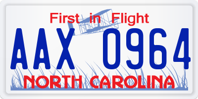NC license plate AAX0964