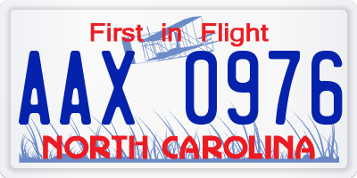 NC license plate AAX0976
