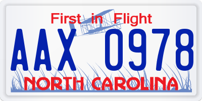 NC license plate AAX0978