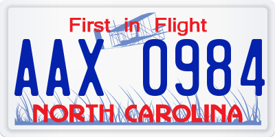 NC license plate AAX0984