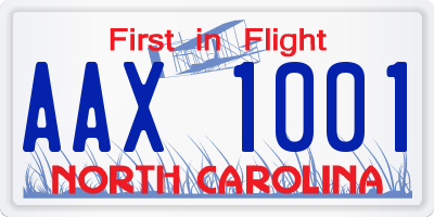 NC license plate AAX1001