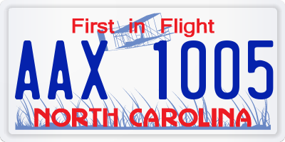 NC license plate AAX1005