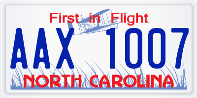 NC license plate AAX1007