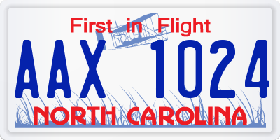 NC license plate AAX1024
