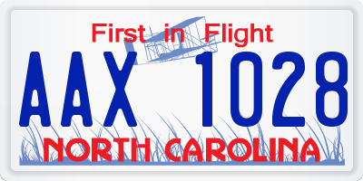 NC license plate AAX1028
