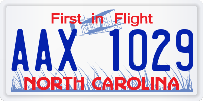 NC license plate AAX1029