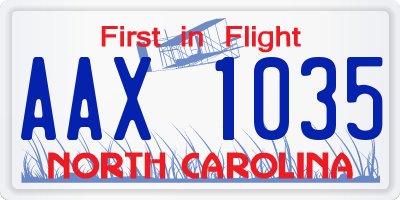 NC license plate AAX1035