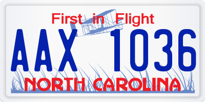 NC license plate AAX1036
