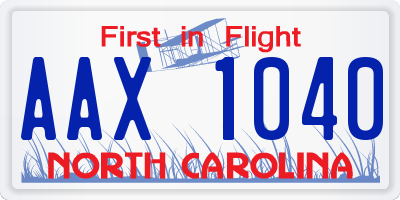 NC license plate AAX1040