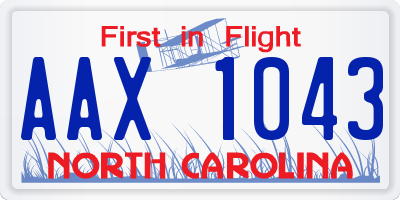 NC license plate AAX1043