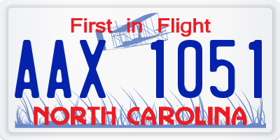 NC license plate AAX1051