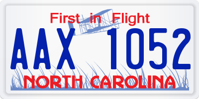 NC license plate AAX1052