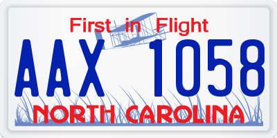 NC license plate AAX1058