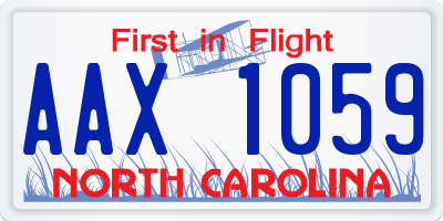 NC license plate AAX1059