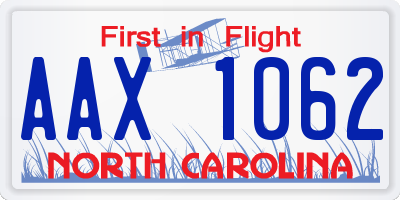 NC license plate AAX1062