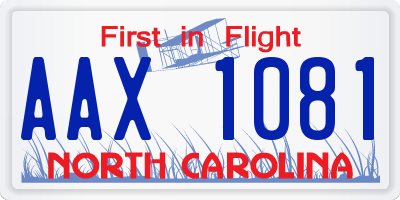 NC license plate AAX1081