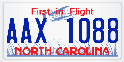 NC license plate AAX1088