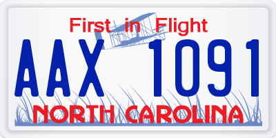 NC license plate AAX1091