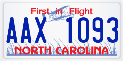 NC license plate AAX1093