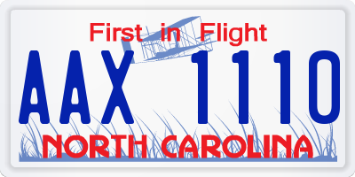 NC license plate AAX1110